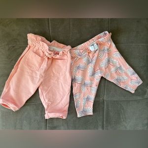 Oliver & Rain pink pants size 3 month, bundle of 2